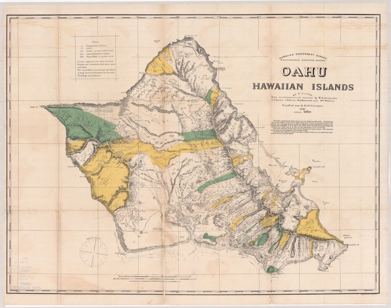 1881 Oahu (Lyons, 1:90,000, color)