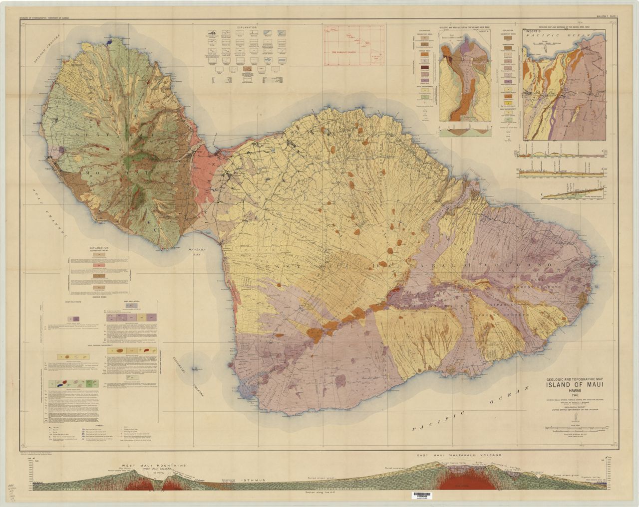 1942 Geologic and Topographic Map of the Island of Maui