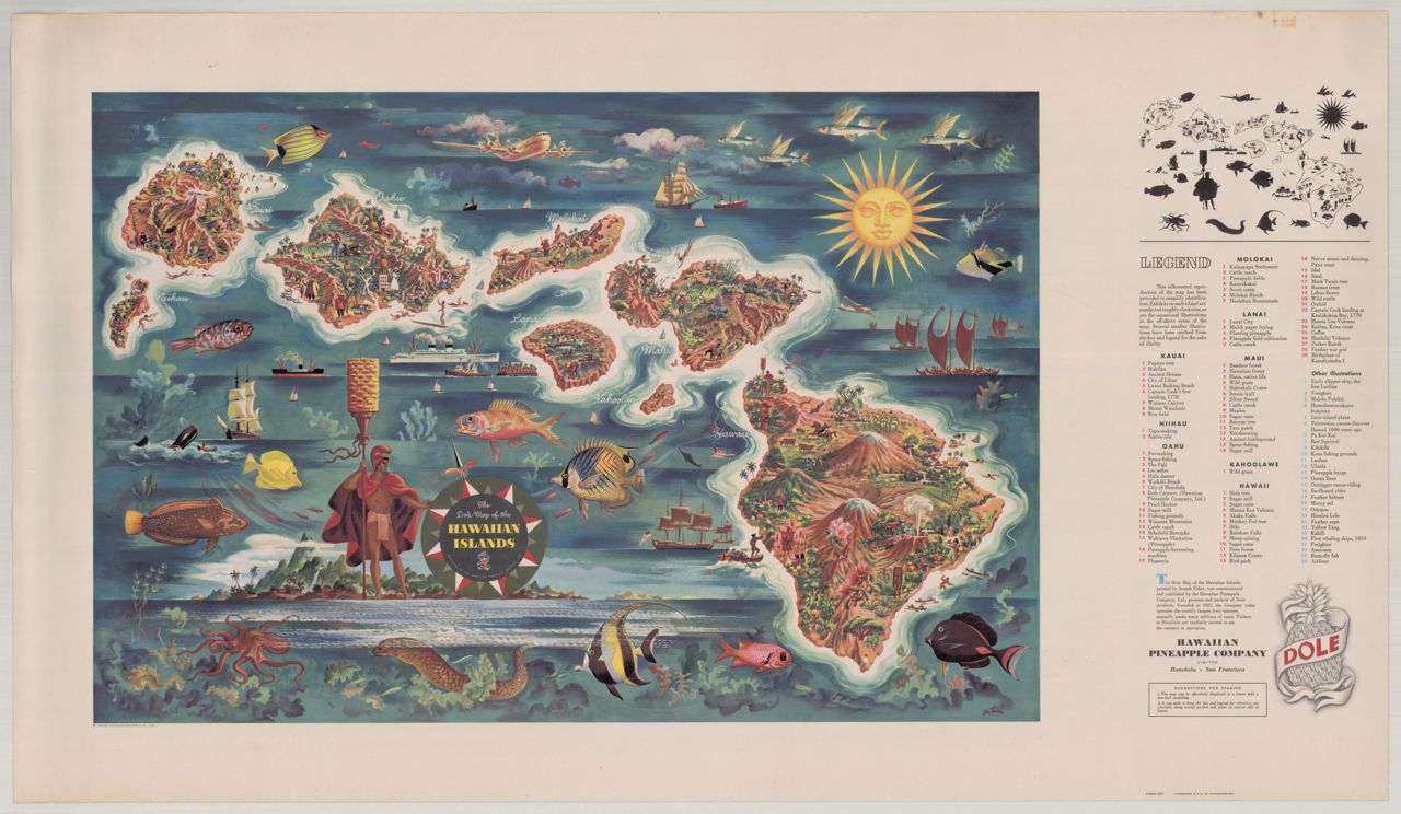 1950 The Dole Map of the Hawaiian Islands