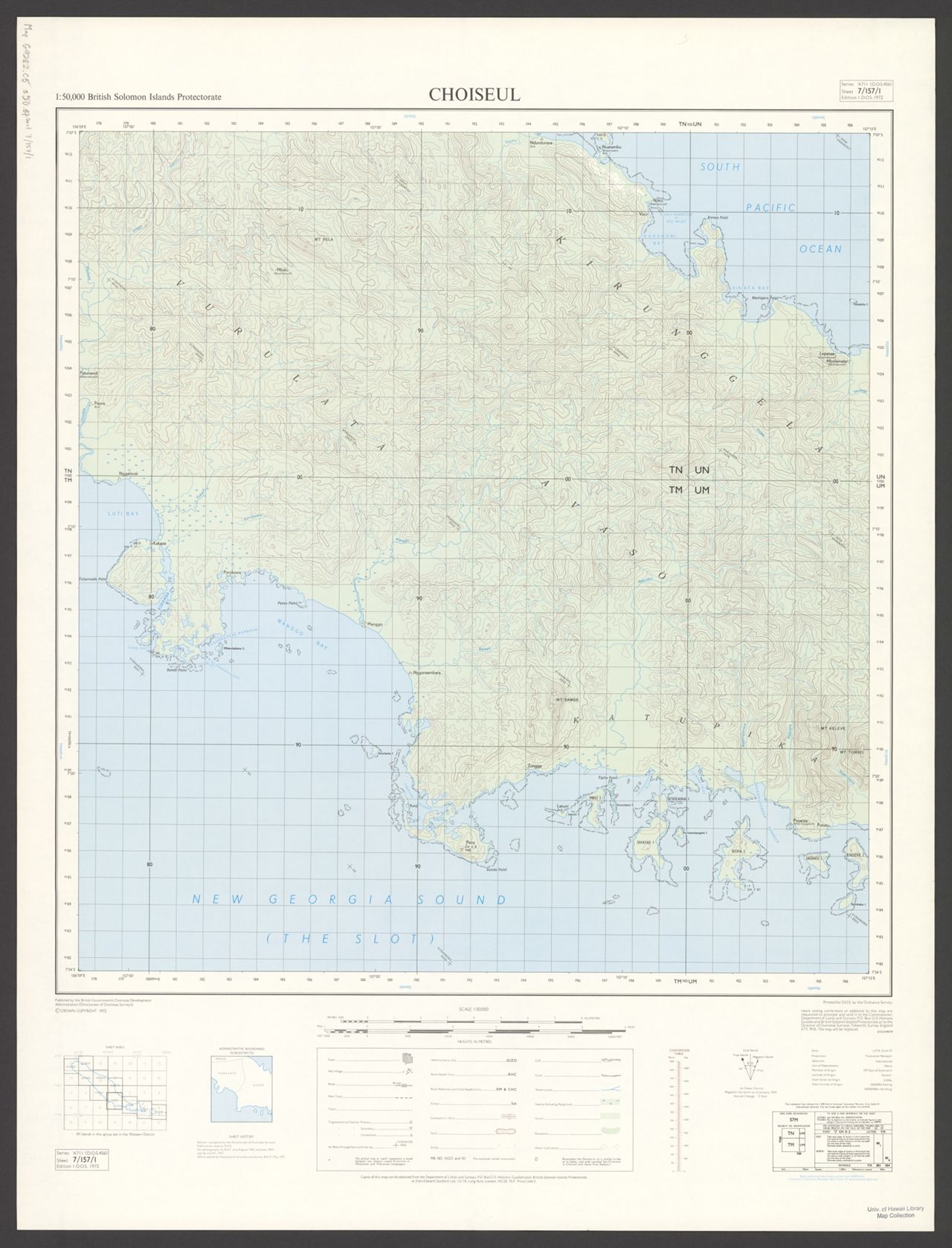 Islands, British Solomon Islands Protectorate, DOS 456, Series X711, 1:50,000, Index Map