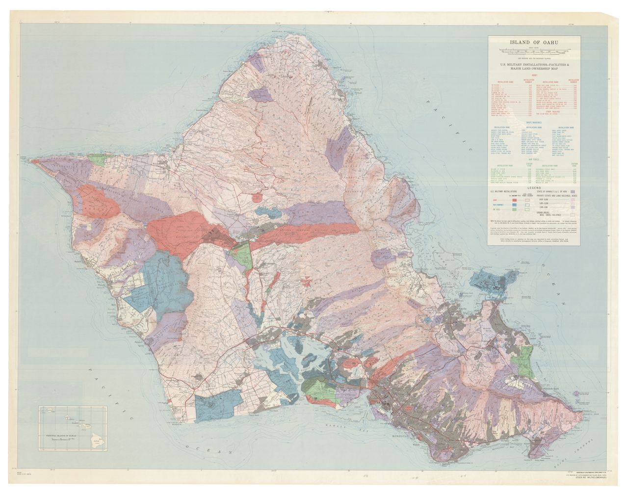 1971 Hawaii Military Installations and Facilities and Major Land Ownership Map